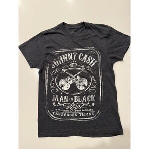 Johnny Cash Man in Black T-Shirt Charcoal Grey S Short Sleeve Unisex Music